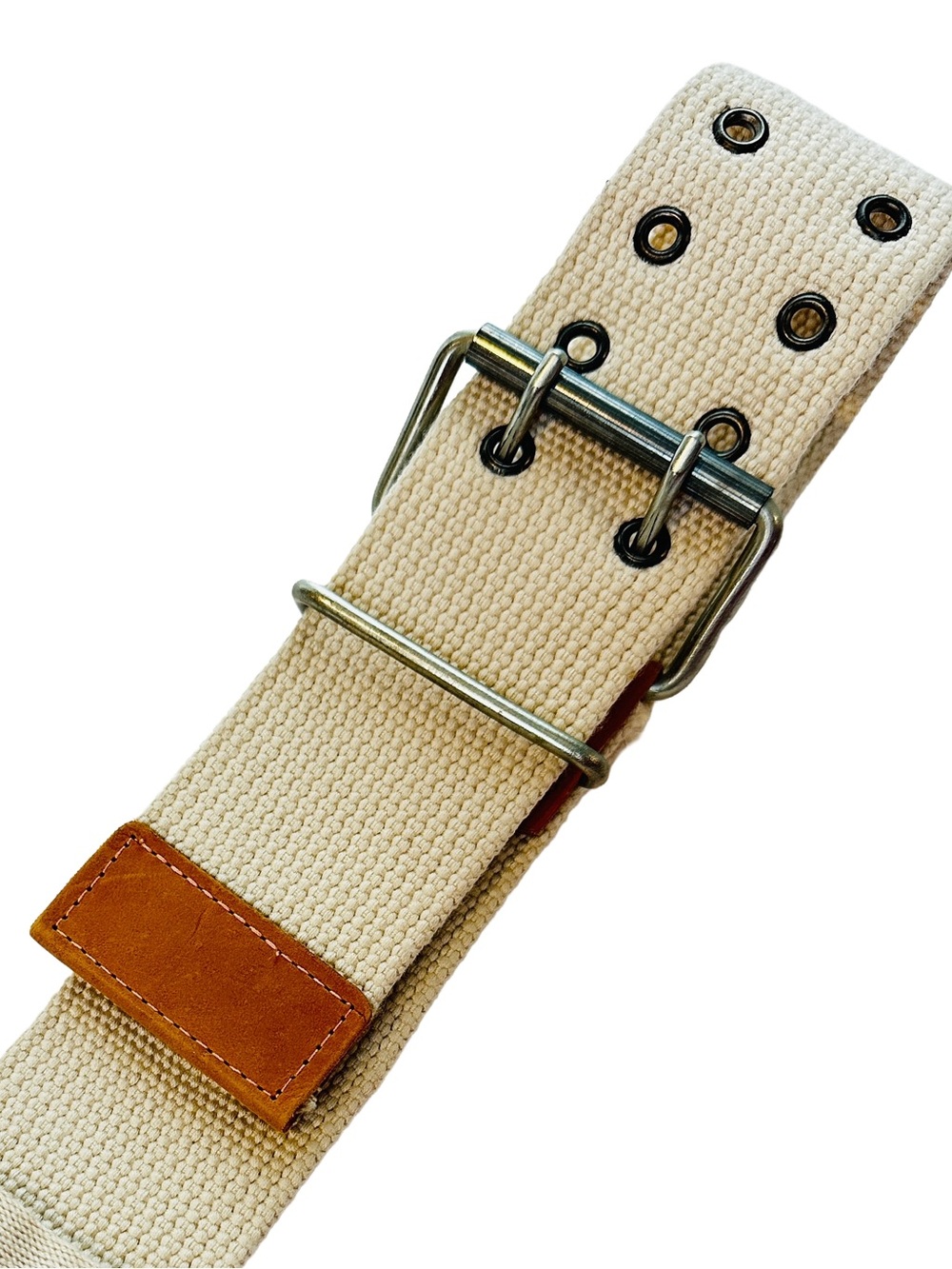 Women’s Cream  Belt with Tan Leather Accent